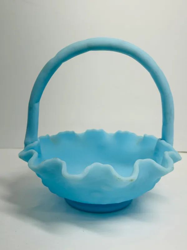 FENTON BLUE SATIN BASKET, 1970S from auction in BETHESDA, Ohio — image 35