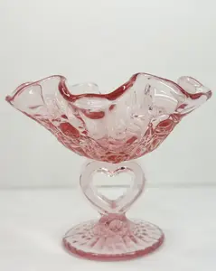Fenton Pink Cabbage Rose Compote, 1990s