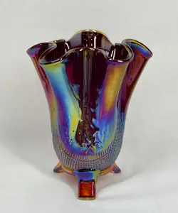 Fenton Red Carnival Glass Vase
