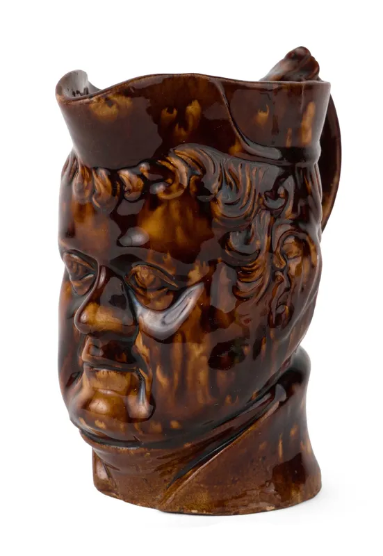 Rockingham-Glazed "Daniel O'Connell" Face Pitcher, Probably Philadelphia PA from auction in Bloomfield, New Jersey — image 21