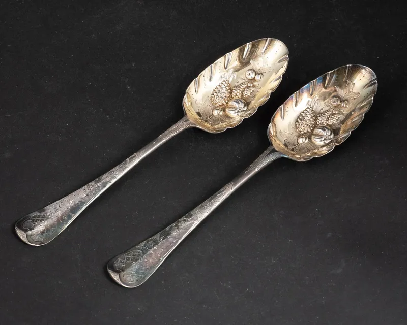 Pair of English Silver Berry Spoons from auction in Bloomfield, New Jersey — image 27