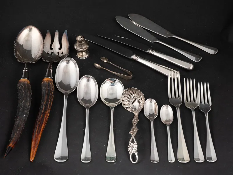 English Sheffield Silver Plate Flatware Service from auction in Bloomfield, New Jersey — image 30