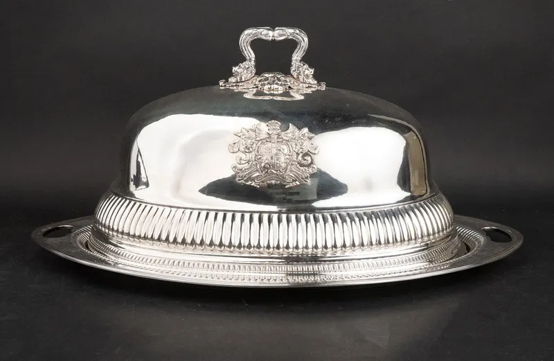 English Silver Double Handled Oval Tray from auction in Bloomfield, New Jersey — image 23
