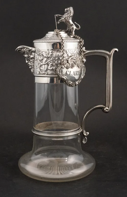 Victorian English Silver-Mounted Glass Claret Pitcher from auction in Bloomfield, New Jersey — image 35