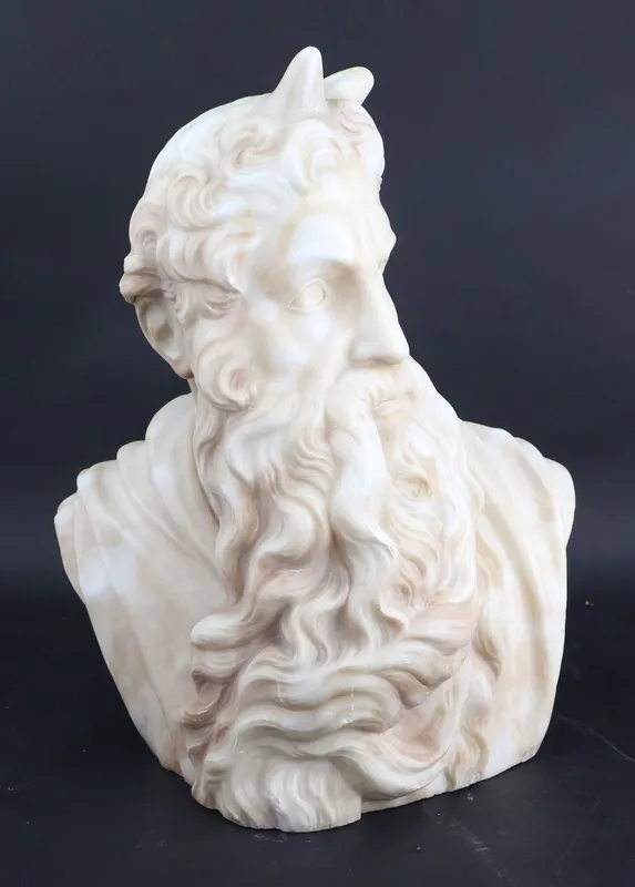 After Buonarroti Michelangelo, 1475-1564, Bust of Moses, Carved Marble from auction in Bloomfield, New Jersey — image 44
