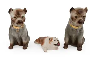 Pair of Glazed Ceramic Bulldogs