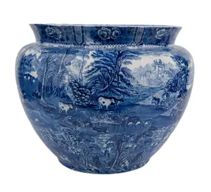 Cauldon Blue Transferware Jardiniere