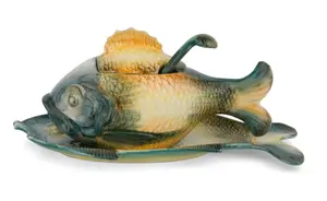 Majolica Fish Tureen and Matching Underplate