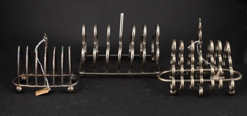 Three Antique Silver Plated Toast Racks from auction in Bloomfield, New Jersey — image 32