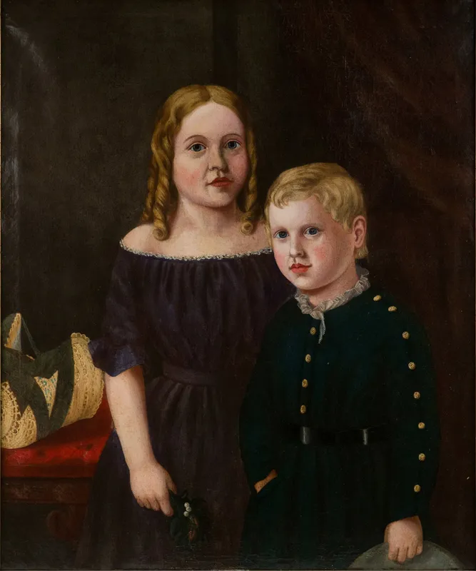 Double Portrait of Children, Oil on Canvas from auction in Bloomfield, New Jersey — image 42