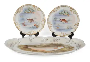Five Limoges France Porcelain Fish Plates