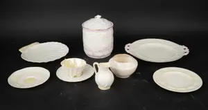 Group of Belleek Seashell Decorated Table Articles