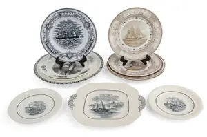 Group of Nautical Themed Transferware Plates