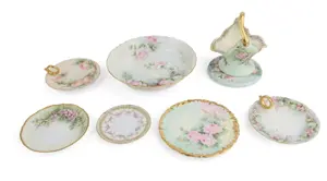 Group of Floral Decorated Porcelain Table Articles