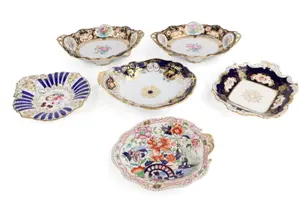 Six Gilt and Cobalt Serving Dishes