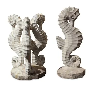 Pair of Cast Stone Seahorse-Form Table Base