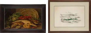 Still Life of Seafood Platter, Embellished Print on Canvas