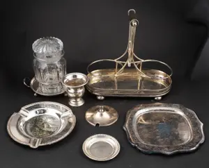 Sterling Silver Cigarette Urn and Small Tray