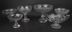 Six Colorless Glass Compotes