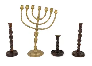 Three Oak Barley Twist Candlesticks
