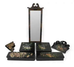 Four Victorian Painted Lacquer Boxes