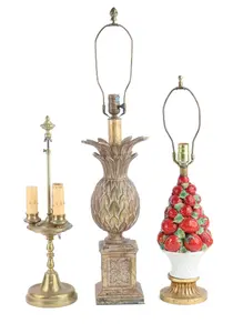 Majolica Strawberry Basket Form Table Lamp