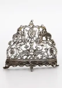 A MINIATURE SILVER HANUKKAH LAMP. Probably Dutch, 1920s. In the shape of an early Italian model. 3.2