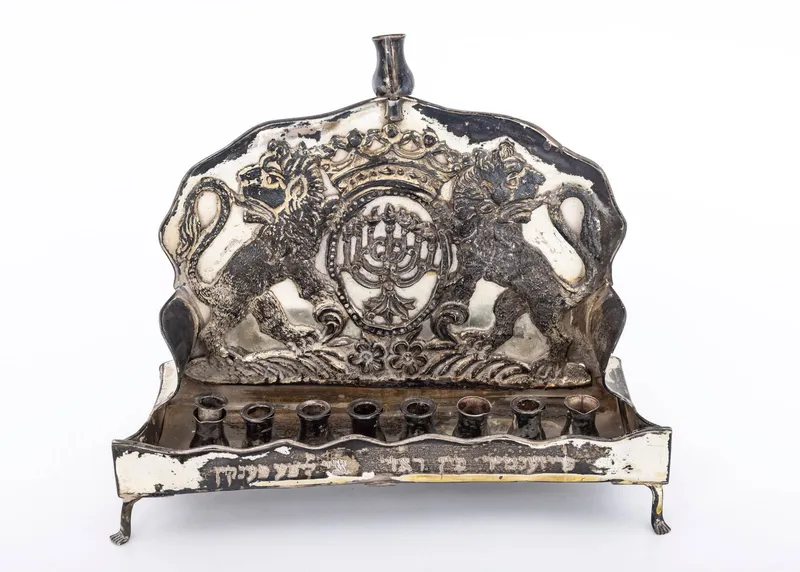 AN ANTIQUE STERLING SILVER HANUKKAH LAMP- MENORAH, NEW YORK, C. 1920 from auction in woodmere, New York — image 35