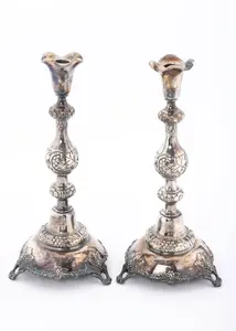A PAIR OF LARGE SILVER CANDLESTICKS BY JOSEF EHRLICH. Warsaw, c. 1890