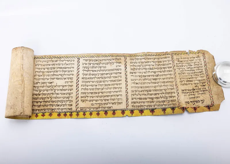 AN EARLY DECORATED MEGILLAH SCROLL. Italy, 19th century. from auction in woodmere, New York — image 24