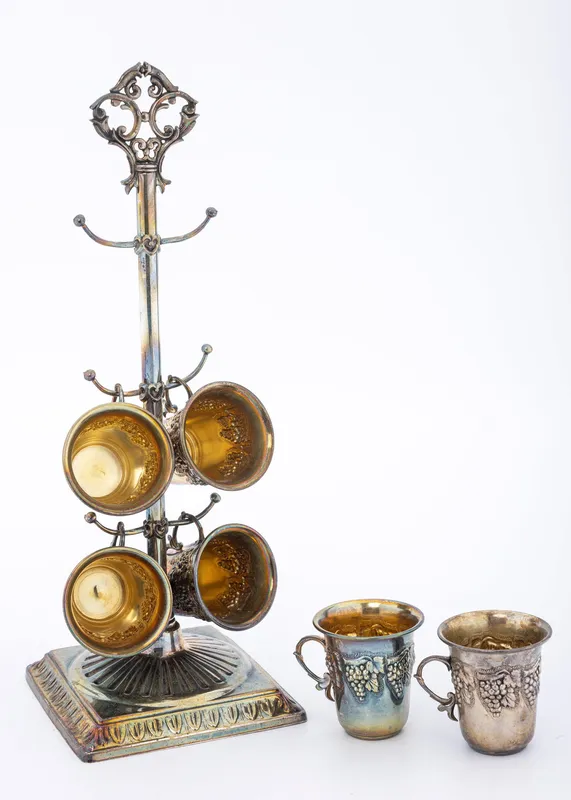 A SET OF SIX SMALL KIDDUSH CUPS. Israel, c. 2000 from auction in woodmere, New York — image 30