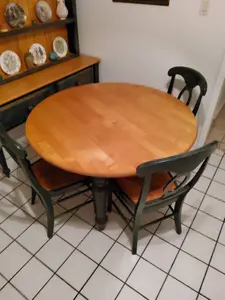 Round Wooden Dining Table with 3 Chairs