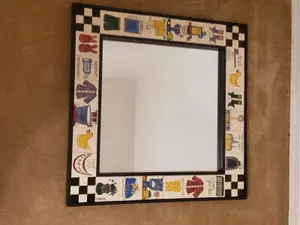 Square Mirror With Ceramic Hand-Painted Tile Frame