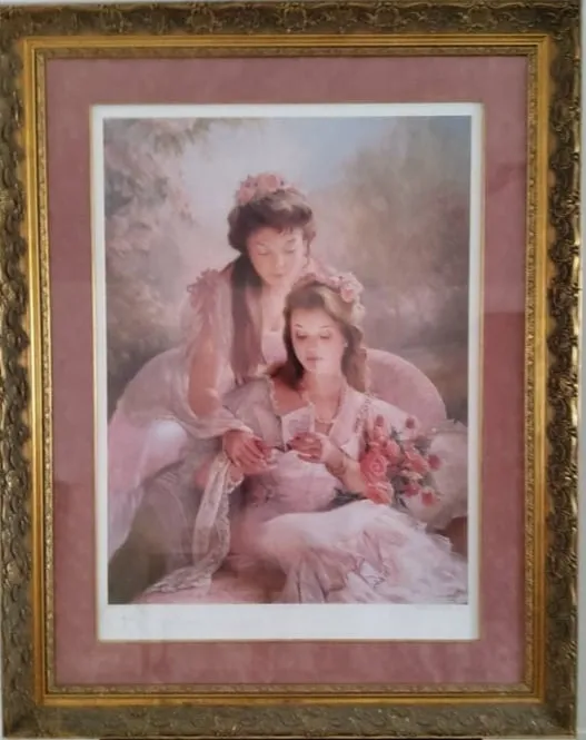 Framed Romantic Young Woman and Child Print from auction in Covington, Louisiana — image 13