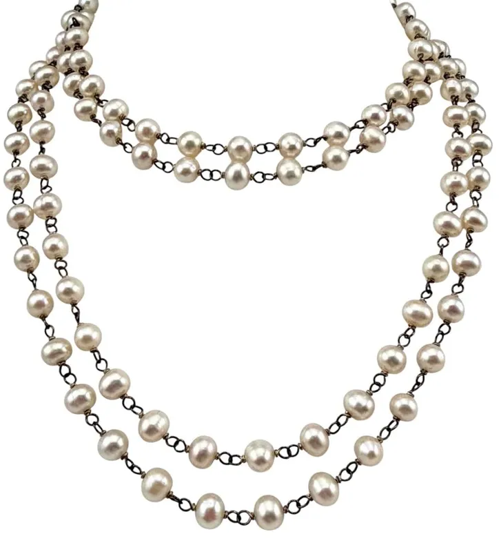 Hand Knotted Pearl Necklace with 14k & Opal Clasp from auction in Scotts Valley, California — image 27