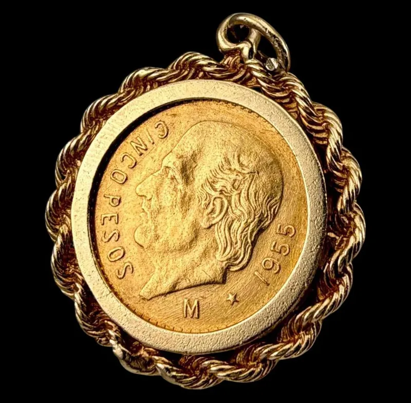 1955 Gold Cenco Pesos Coin set in 14k Gold Bezel from auction in Scotts Valley, California — image 40