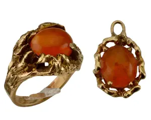 14K Vintage Mexican Fire Opal & Pendant