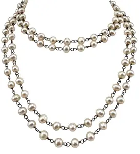 Hand Knotted Pearl Necklace with 14k & Opal Clasp