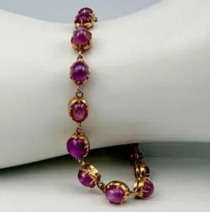 18k Gold Pink Star Sapphire Bracelet