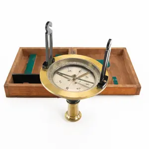 Vintage French Brass Surveyor Compass Set