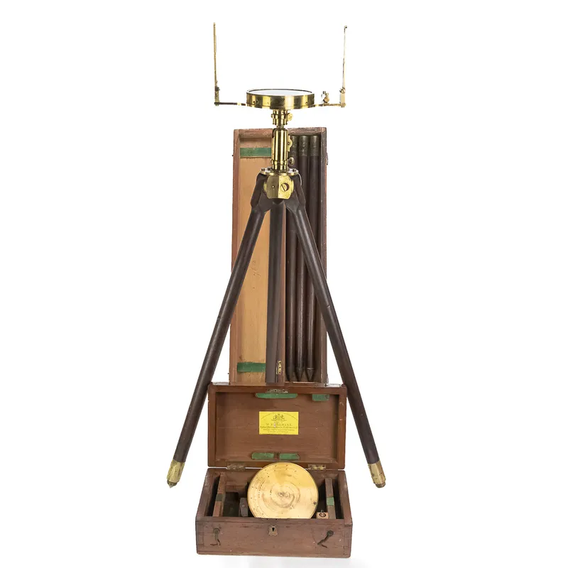 W. F. Stanley Surveying Compass W/Case & Tripod from auction in Union, Illinois — image 2