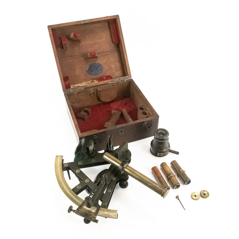 Brass Marine Sextant in Box-Calcutta from auction in Union, Illinois — image 45