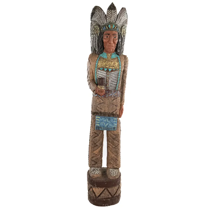 Hand-Carved Frank Gallagher Cigar Indian from auction in Union, Illinois — image 3