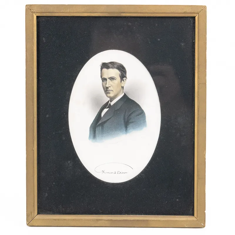 T.A. Edison Hand Colored Engraving by A.H. Ritchie from auction in Union, Illinois — image 13