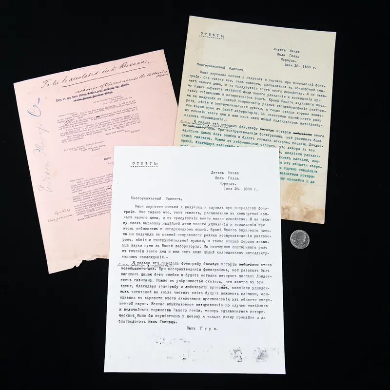1888 Edison Phonograph Doc w/Russian Translation from auction in Union, Illinois — image 31