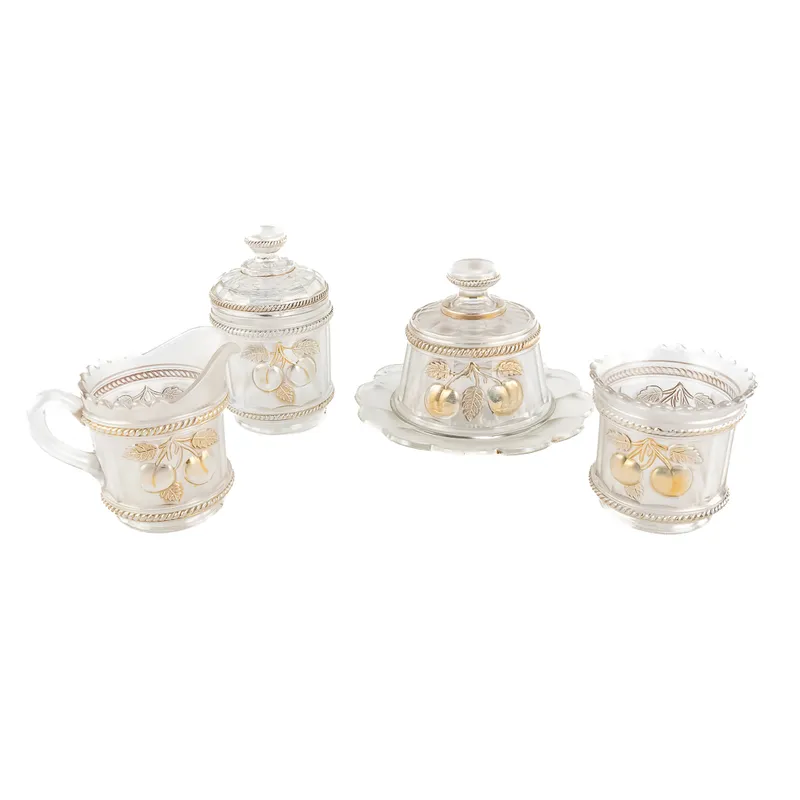 Carnival Glass: Northwood Peach 6pc Table Set from auction in Union, Illinois — image 26