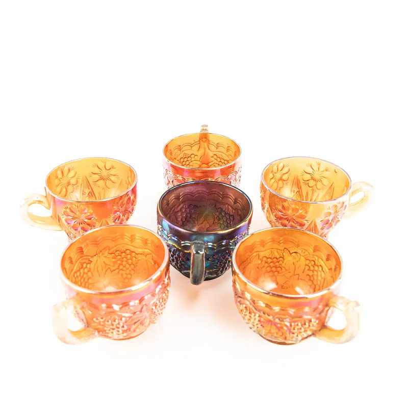 Carnival Glass: Imperial Grape Punch Cups (6) from auction in Union, Illinois — image 44