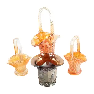 Carnival Glass: Baskets & Hat 4-Pc Lot