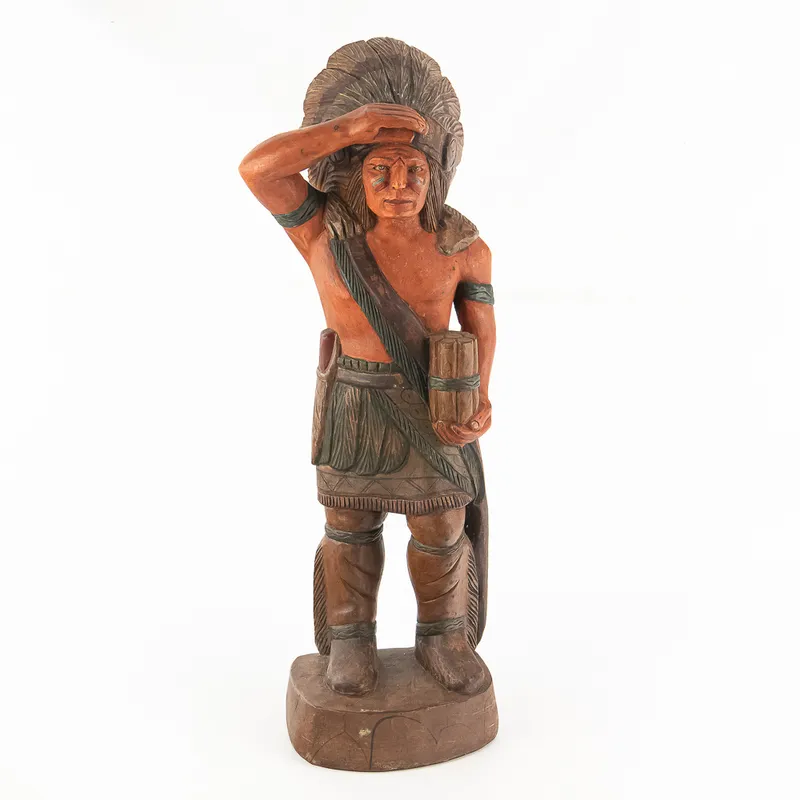 Hand-Carved Wooden Cigar Store Indian Statue from auction in Union, Illinois — image 3