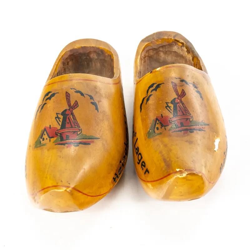 Pair of Vintage Heineken Beer Wooden Clogs from auction in Union, Illinois — image 34
